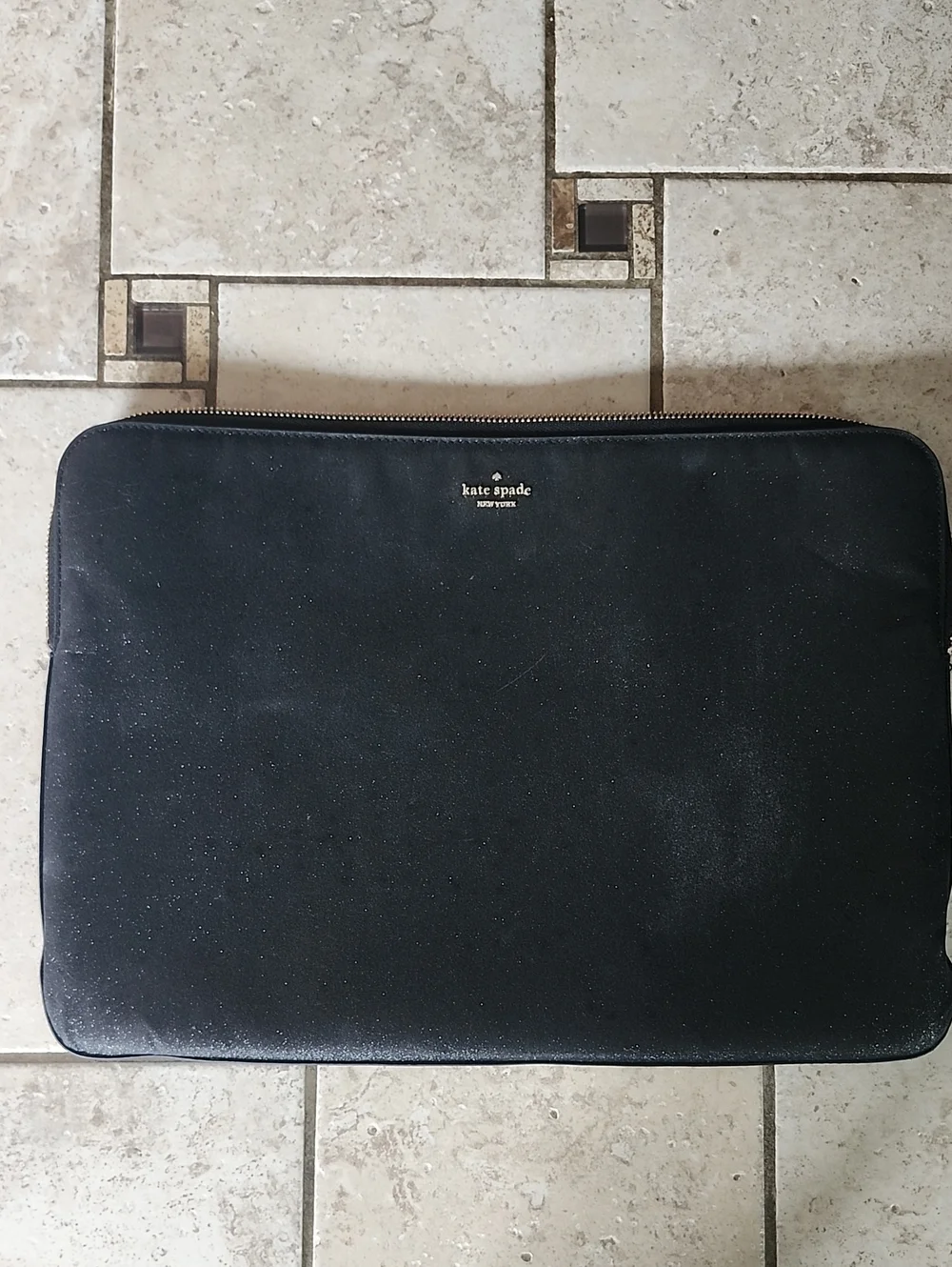 kate spade Black Glitter Saffiano Leather Laptop Sleeve